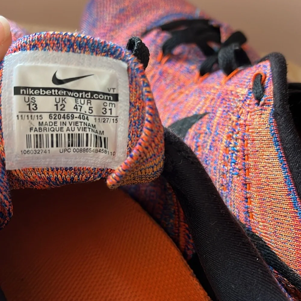 NIKE Flyknit Air Max Photo Blue Total Crimson Mens 13